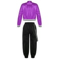 thumbnail image 2 of YEAHDOR Girls Active Tracksuit Long Sleeve Bomber Jacket with Cargo Jogger Pants Hip Hop Jazz Street Dance Costume Purple&Black 8, 2 of 7