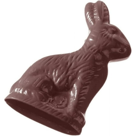 Chocolate World 1183 Polycarbonate Candy Mold with 4 Sitting-Bunny Cavities, Each 64mm x 110mm x 13mm High
