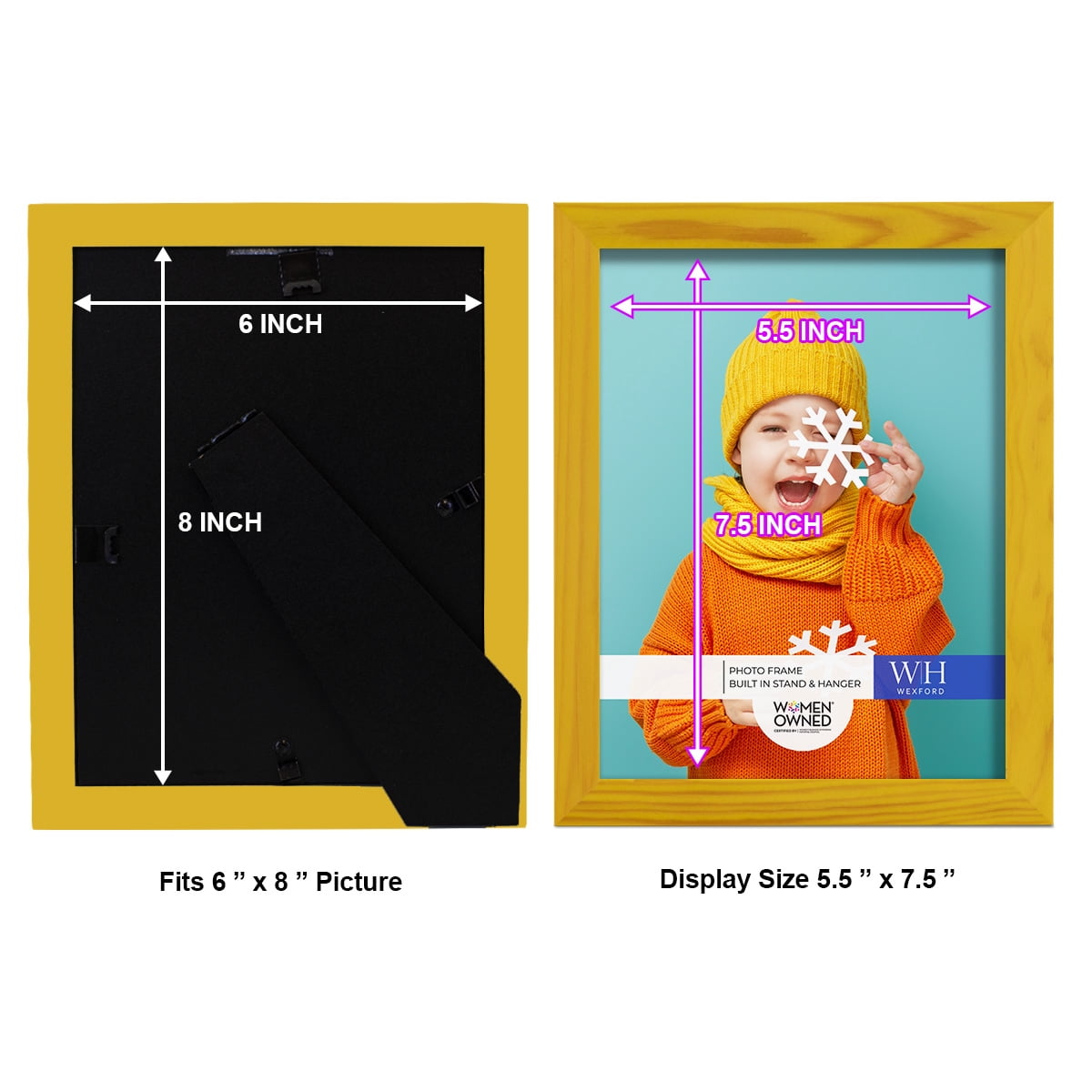 Woodgrain 8 in. x 10 in. Sunflower Yellow Picture Frame Set (Set of 4)