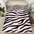 thumbnail image 2 of jejeloiu Chic Zebra Pattern Bed Sheets,Geometric Striped Lines King Sheets,Pink Black Sheet Set For Kids,Breathable Home Decor,4pcs, 2 of 7