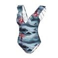 thumbnail image 4 of Yiaed Lighthouse in a Stormy Sea Print Women's Ruffled One Piece Swimsuit V Neck Swimwear Slimming Monokini for Woman-XX-Large, 4 of 8