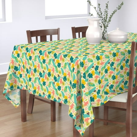 

Cotton Sateen Tablecloth 70 Square - Jungle Animals Tropical Safari Gender Neutral Nursery Decor Leaves Monkey Animal Print Custom Table Linens by Spoonflower