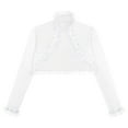 thumbnail image 6 of YONGHS Girls Satin Long Sleeve Bolero Shiny Rhinestone Kids Shrug Dress Coat for Special Occasion White 10, 6 of 7