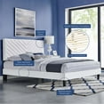 thumbnail image 2 of Platform Bed Frame, Twin Size, White, Velvet, Modern Contemporary, Bedroom Master Guest Suite Room, 2 of 10