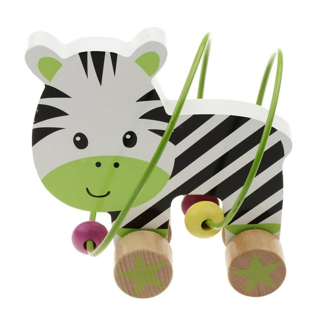 Niños Bebé Deslizante Animal Madera Alrededor Cuenta Laberinto Educativo Juguetes Cebra perfke Juguete de madera con forma de laberinto