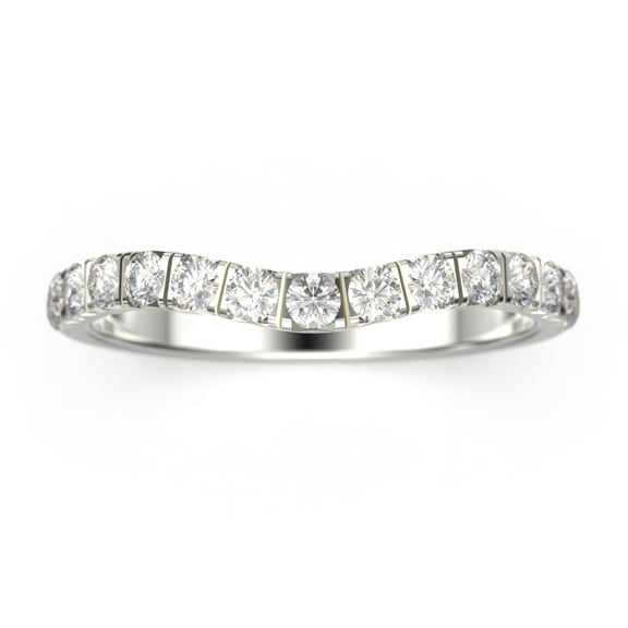 Radhika2 Curved Diamond Ring 18K White Gold Over Silver