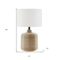 thumbnail image 5 of 20" Natural Rattan Table Lamp With White Drum Shade, 5 of 9