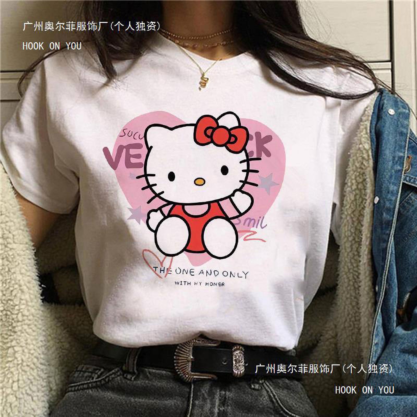 2024 New Cartoon Sanrio in Manga Y2k Japanese Anime Hello Kitty T Shirt