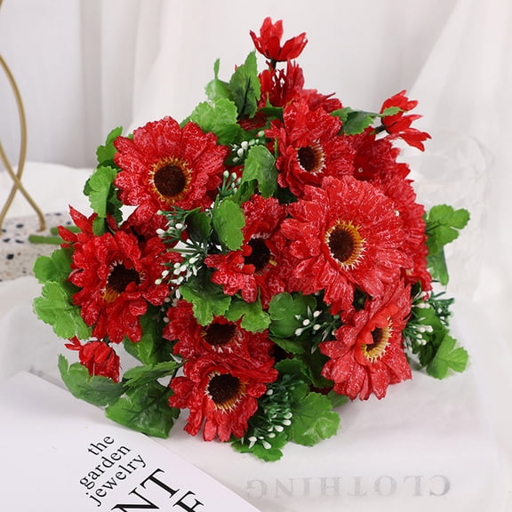Bxaolu Artificial Sunflowers for Outdoors - 1 Bunches Fake Sunflower Bouquets, UV Resistant Silk Flowers for Home Wedding Fall Decor, Garden Party Centerpieces, 13 Inches