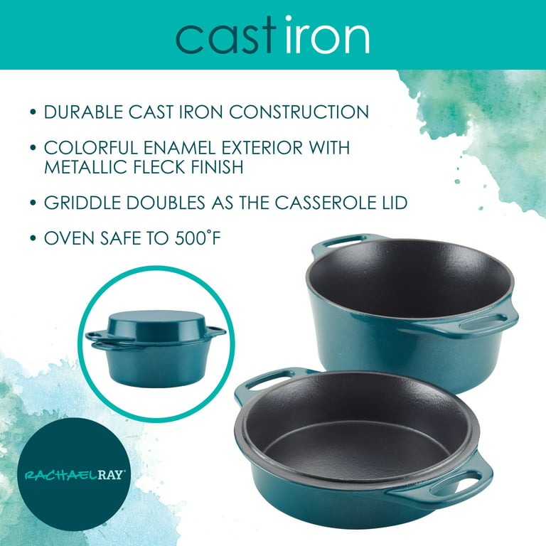 Cast Iron 4-Quart Casserole with 10-Inch Griddle Lid