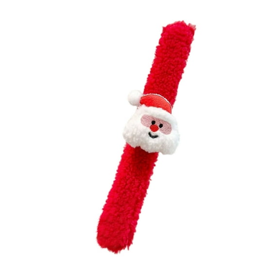 Christmas Plush Slap Bracelet Set – Festive Reindeer, Santa, and Christmas Tree Snap Wristbands, Soft Fuzzy Holiday Party Favors and Xmas Decorations Gifts