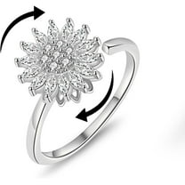 Sunflower Fidget Ring for Women Fidget Rings for Anxiety Open Adjustable Spining Ring Sun Anxiety Ring Cubic Zirconia Sunflower Ring Trendy Fashion Jewelry