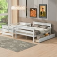 thumbnail image 2 of Twin Over Full Bunk Bed with 2 Storage Drawers, Solid Wood Bed Frame with Safety Rail and Ladder, Kids/Teens Bedroom, Guest Room Furniture, Can Be Converted into 2 Beds, White, 2 of 9