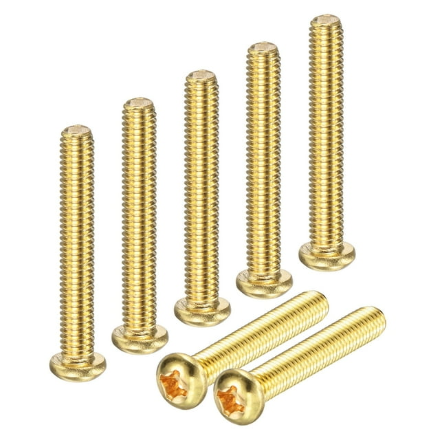 Uxcell 20-Pack Tornillos de Máquina de Cabeza Plana M6x40mm de Latón, Tornillos de Cabeza Cruzada Totalmente Rosca para Muebles de Latón