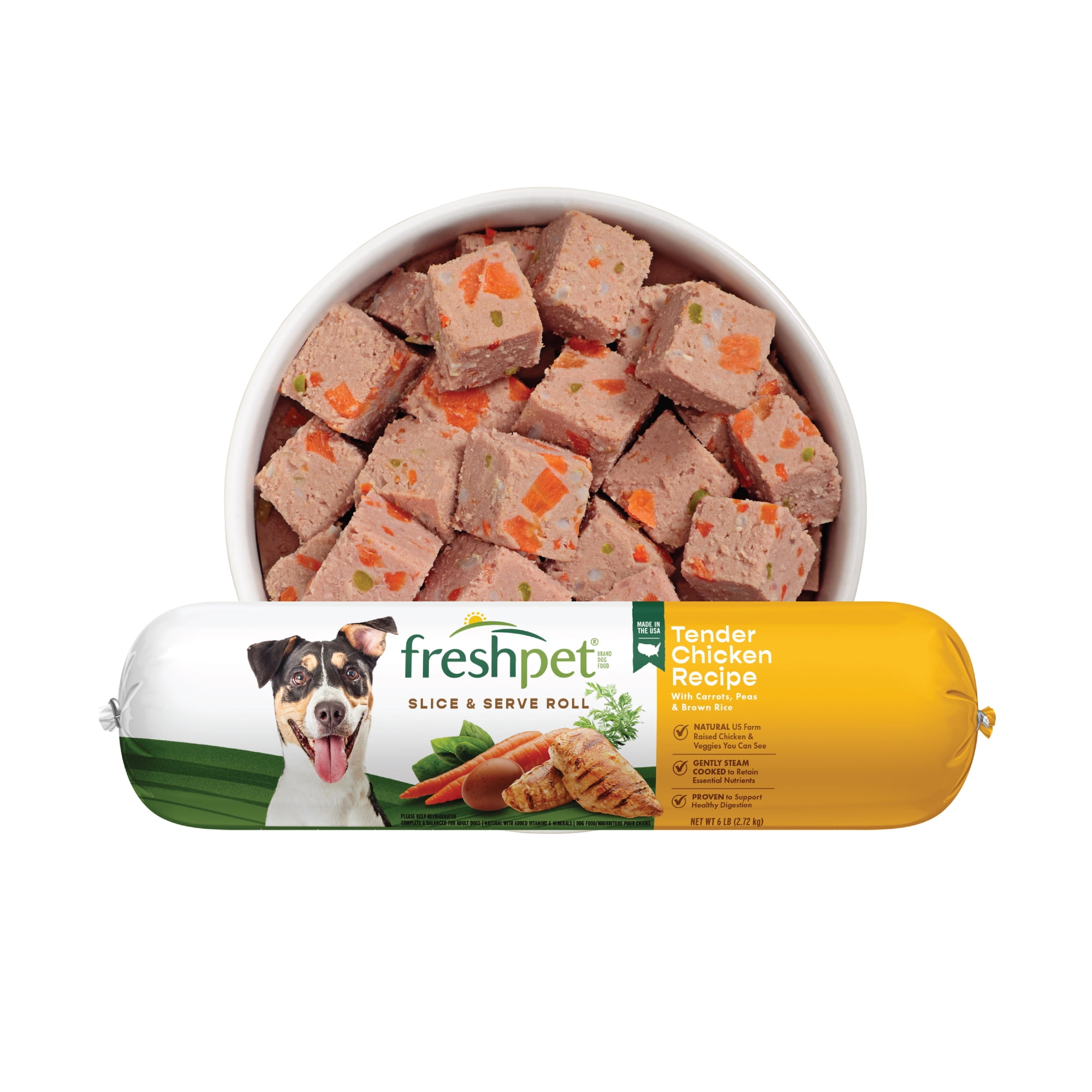 Freshpet Fresh Dog Food, Tender Chicken Recipe, Slice & Serve Roll, 6 lb.