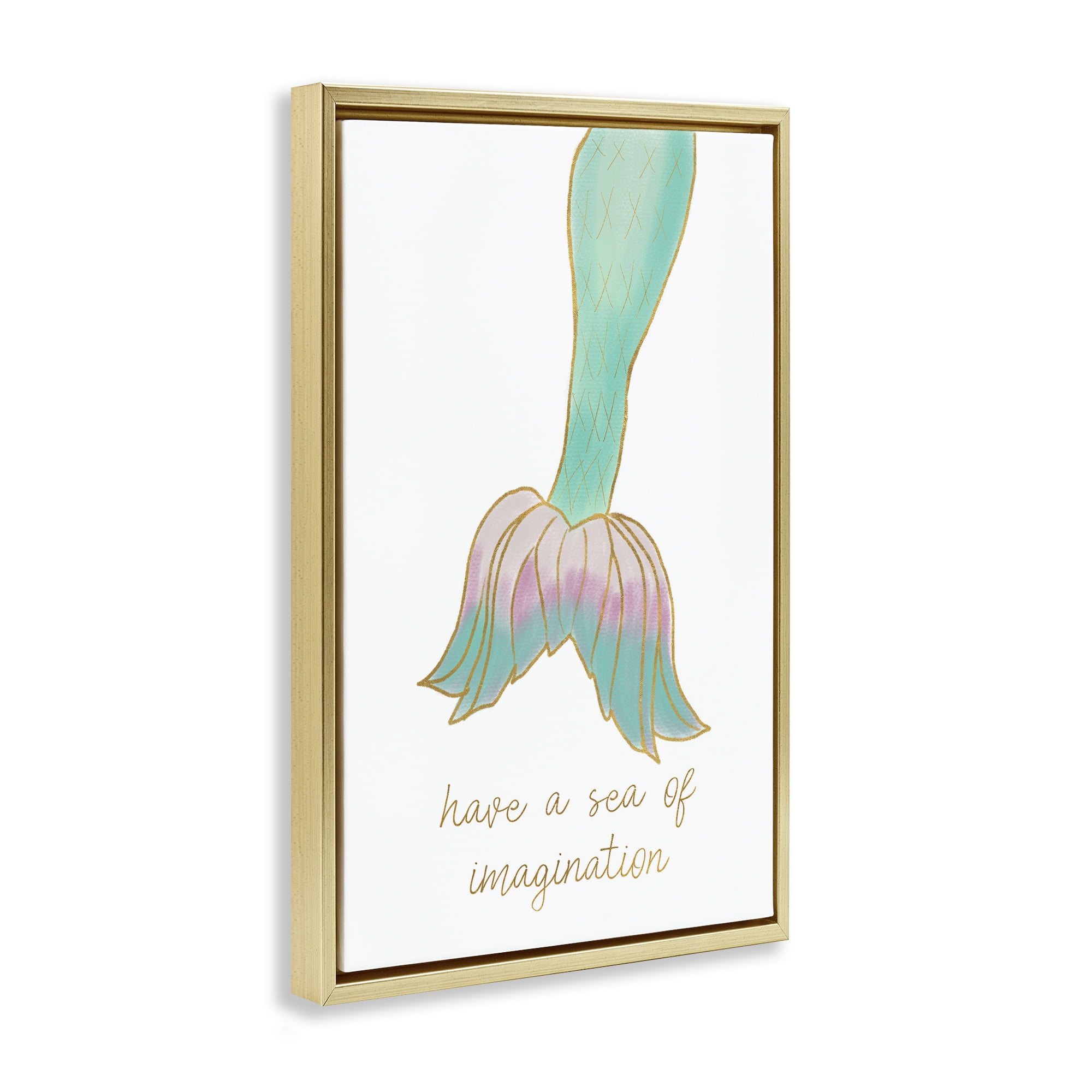 Stupell Industries Sea Of Imagination Fairy Tales & Fantasy Painting Gold Floater Framed Art Print Wall Art, 21 x 31