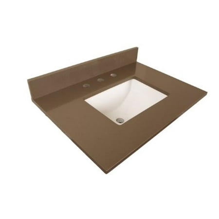 Bellaterra Home  Gray Quartz Counter Top With Rectanglar Sink - 30 (Best Edge For Quartz Countertops)