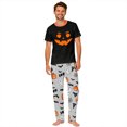 thumbnail image 2 of Matching Family Halloween Pajamas Set Witch Hat Spider Web Short Sleeve Funny Pajamas Bat Candy Spooky Wide Leg Loungewear, Men:L, 2 of 6
