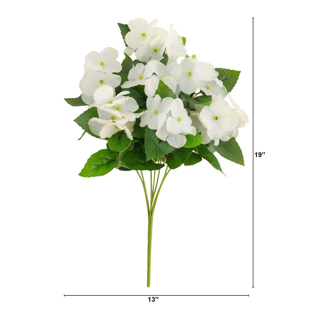 Nearly Natural UV-Resistant Artificial Hydrangea Bush Plant - 14" - White - Set of 6