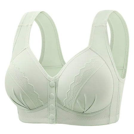 Gnurob Women s Front Closure Sports Bra Minimizer Bras Hide Back Fat Bralettes Padded Push Up Bralette Wirefree Yoga Brassiere Plus Size Racerback Underwear Clearance Saving Green Large
