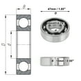 thumbnail image 4 of Unique Bargains Roulements à Billes à Rainures Profondes 6204 P6 20x47x14mm Roulements Lubrifiés Type Ouvert Ton Argenté Roue de Trottinette Planche à Roulettes, 4 of 6
