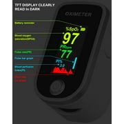 Pulse Oximeter Fingertip - Oxygen Meter Finger Pulse Oximeter - Blood Oxygen Saturation Monitor with Heart Rate and Fast Spo2 Reading, Pulse Ox with TFT Screen, Lanyard (Not include Batteries)