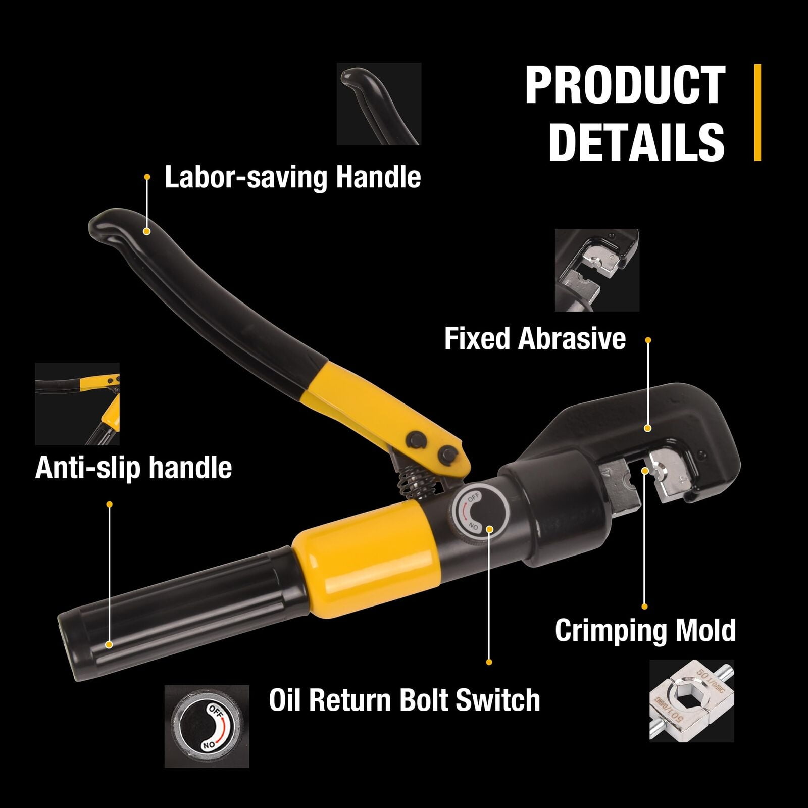 LCyindu 10T Hydraulic Crimping Tool 12-2/0AWG Hydraulic Cable Crimping Tool w/9 Dies