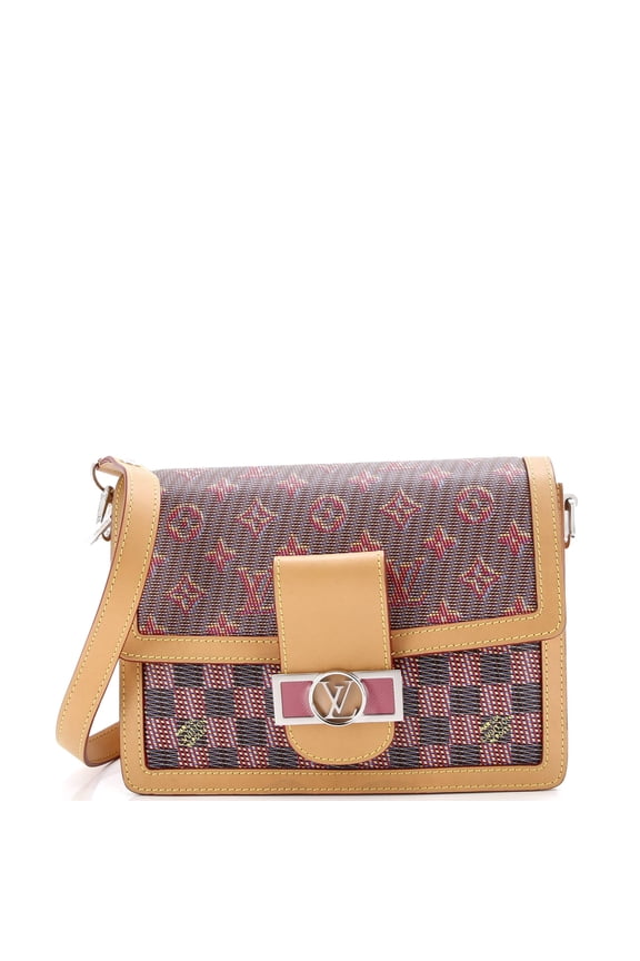 Pre-Owned Dauphine Shoulder Bag Damier Monogram LV Pop Canvas MM By Rebag