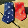 thumbnail image 4 of SummerTies Anchor Necktie - White on Navy, Printed Silk, Kids Length, 4 of 4