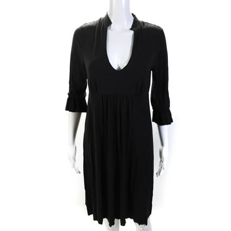 

Pre-owned|Michael Stars Womens V-Neck A-Line Midi Dress Black Size 2
