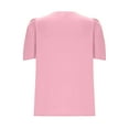 thumbnail image 5 of Otntypg Puff Short Sleeve Shirt for Women Dressy Casual Ruched Pleated Summer Tops Sexy Coutout V Neck Keyhole Tunic Blouses Pink XXL, 5 of 8