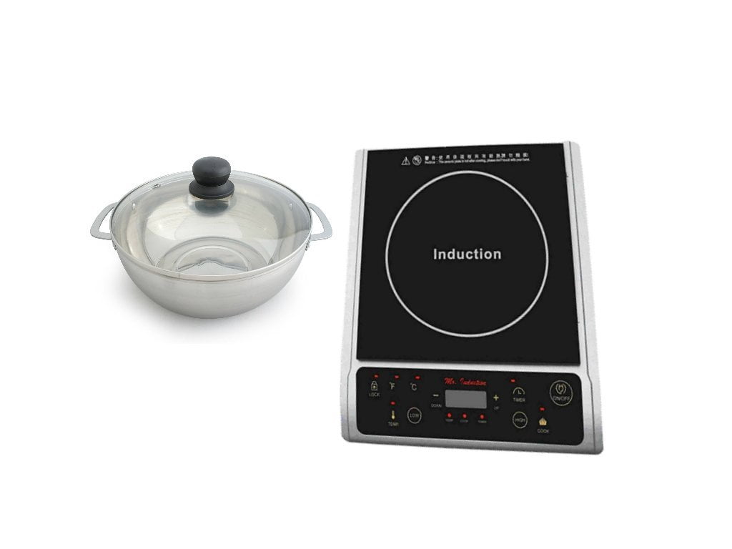 SPT 1300 Watt Silver Induction Cooktop With SPT Glass Lid Pot 3. 5 L