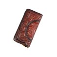 thumbnail image 2 of Sonducket Cartera de cuero genuino, monedero largo, bolsos de mano Vintage, monederos, bolsos hechos a mano con estampado en relieve, tarjetero Carteras Marron oscuro Sonducket AP019409-02, 2 of 6
