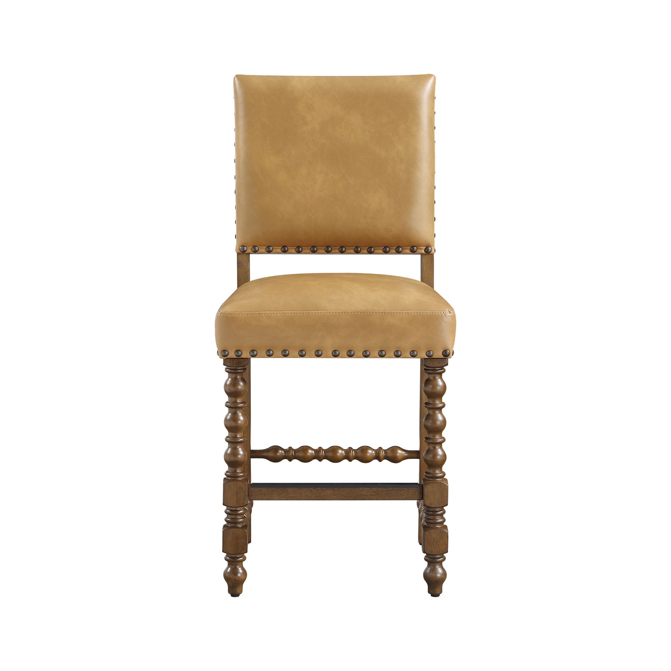 The Pioneer Woman Harper Faux Leather Counter Stools, Set of 2, Tan Fabric Upholstery