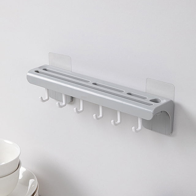 Oleegame 1PC Spoon And Lid Rest Kitchen Storage Rack Household Holder Spoon And Spatula Storage Rack Wall Mounted Kitchen Rack Gray