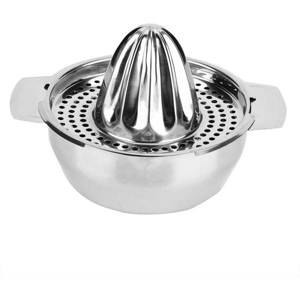 Exprimidor de limón, exprimidor de cítricos manual de acero inoxidable con cuenco, exprimidor de lima de metal resistente, exprimidor de pomelo y naranja, exprimidor de mano, exprimidor de cítricos, a JFHHH pequeña