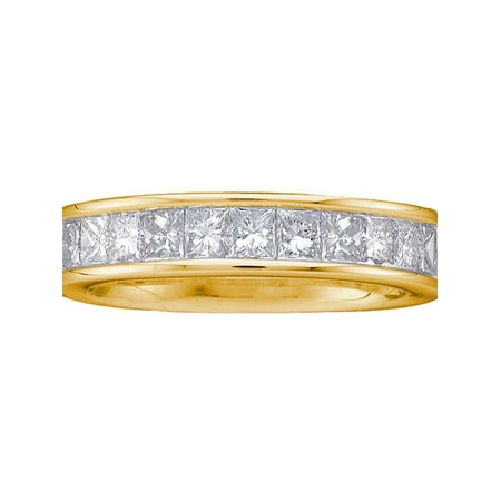 Ct Tw Princess Diamonds Band - 14kt Yellow Gold Womens Princess Channel-set Diamond Single Row Wedding Band 1 Cttw