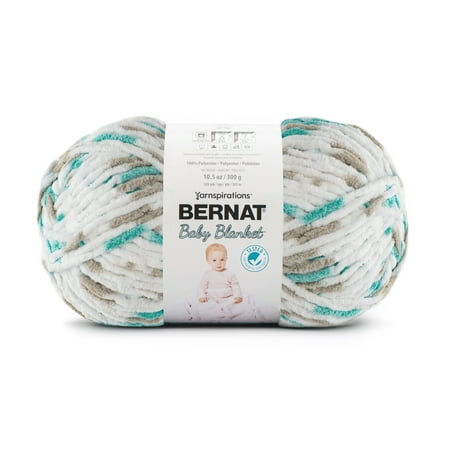 Bernat® Baby blanket™ #6 Super Bulky Polyester Yarn, Seafoam print 10.5oz/300g 220Yd (2pk)