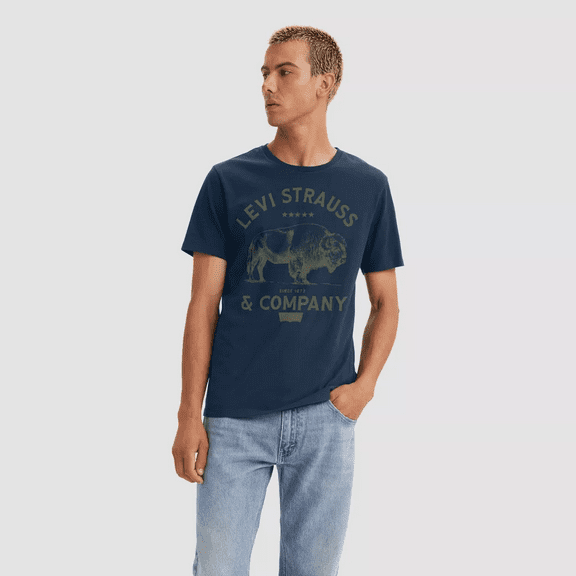 Levi's Men's Short Sleeve Crew Neck T-Shirt - Navy Blue, XX-Large
