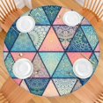 thumbnail image 2 of Colorful Floral Round Tablecloth with Boho Chic Design, Elastic Hem for Secure Fit 52-56 Inch Tables, Washable, 2 of 7