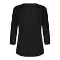 thumbnail image 5 of Puntoco Blusa informal de cuello redondo con mangas 3/4 cortas y estampado a la moda para mujer, 5 of 5