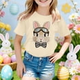 thumbnail image 2 of Laipiong Easter T Shirt for Girls Cute Bunny Bows Graphic Short Sleeve Casual Crewneck Tops Summer Trendy Relaxed Fit Blouses Tees, 2 of 4