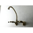 thumbnail image 3 of Kingston Brass KS314AB Kingston Two Handle Wall Mount Kitchen Faucet, Antique Brass, 3 of 5