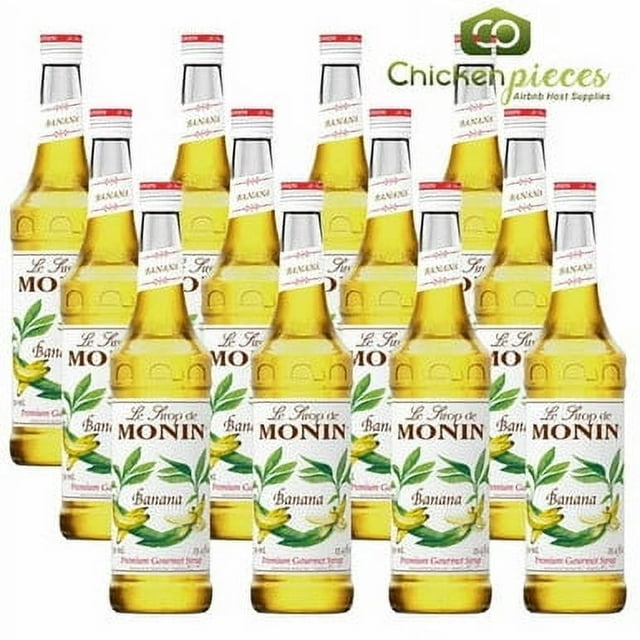 Monin Premium Banana Flavoring Syrup, Professional Gourmet Fruit Beverage Base, 750 mL (25.4 fl oz), Case of 12