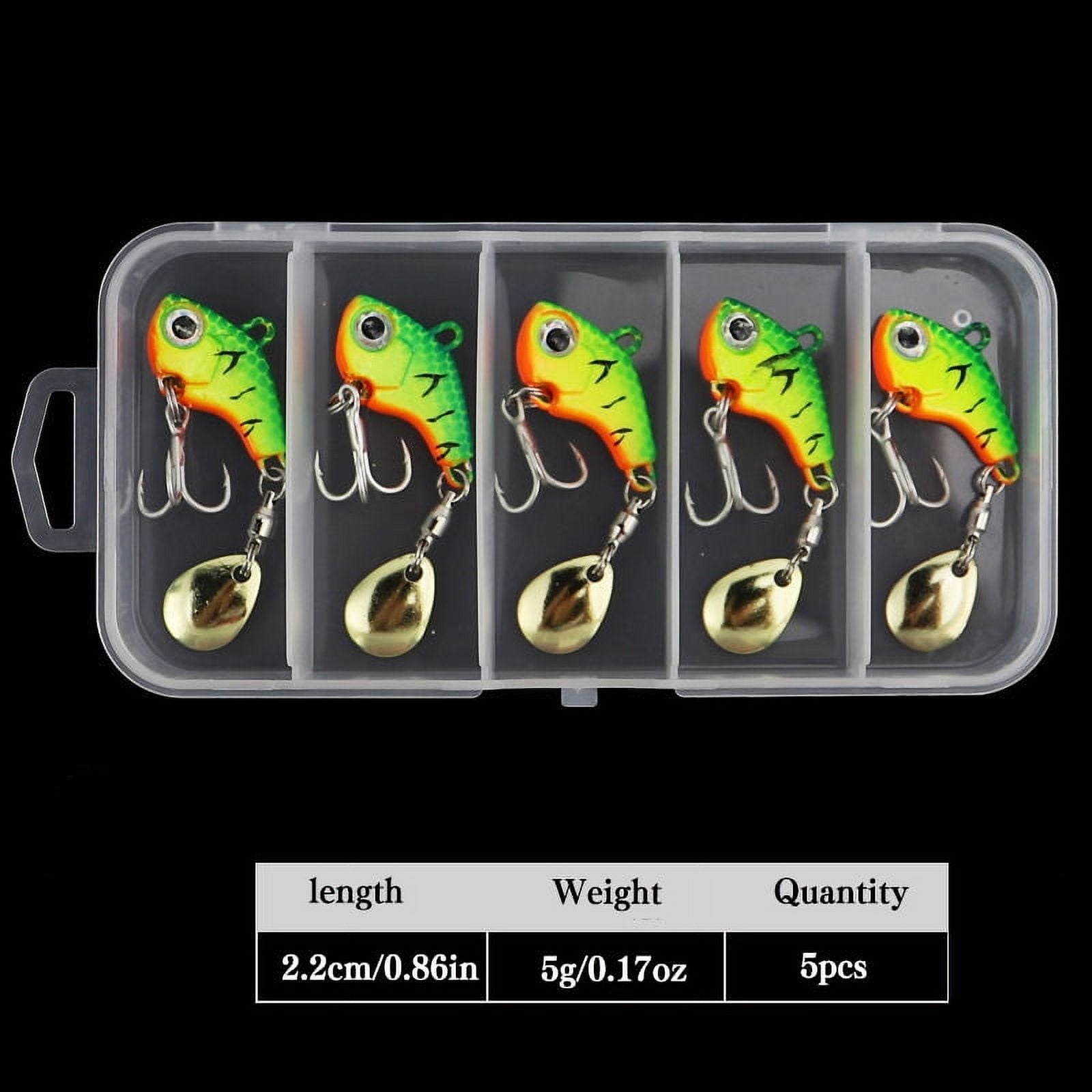 5Pcs/Box Metal Rotating Vibration Lure, Rotating Fishing Spoon Attracts Jigs, Winter Trout Hard Baits Tackle