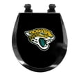 thumbnail image 1 of Black Round Molded Wood Toilet Seat Featuring Your Choice of a Football Team Logo Vinyl Decal on the Top the Toilet Seat Lid (Jaguars), 1 of 2