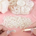 thumbnail image 4 of Monebena 6480 Pcs Flat Back Pearl 7 Sizes Half Pearl Bead Beige Flatback Pearl Beads Half Round Pearls for Crafts Embellishment Shoes Clothes Bags DIY Making M01, 4 of 14