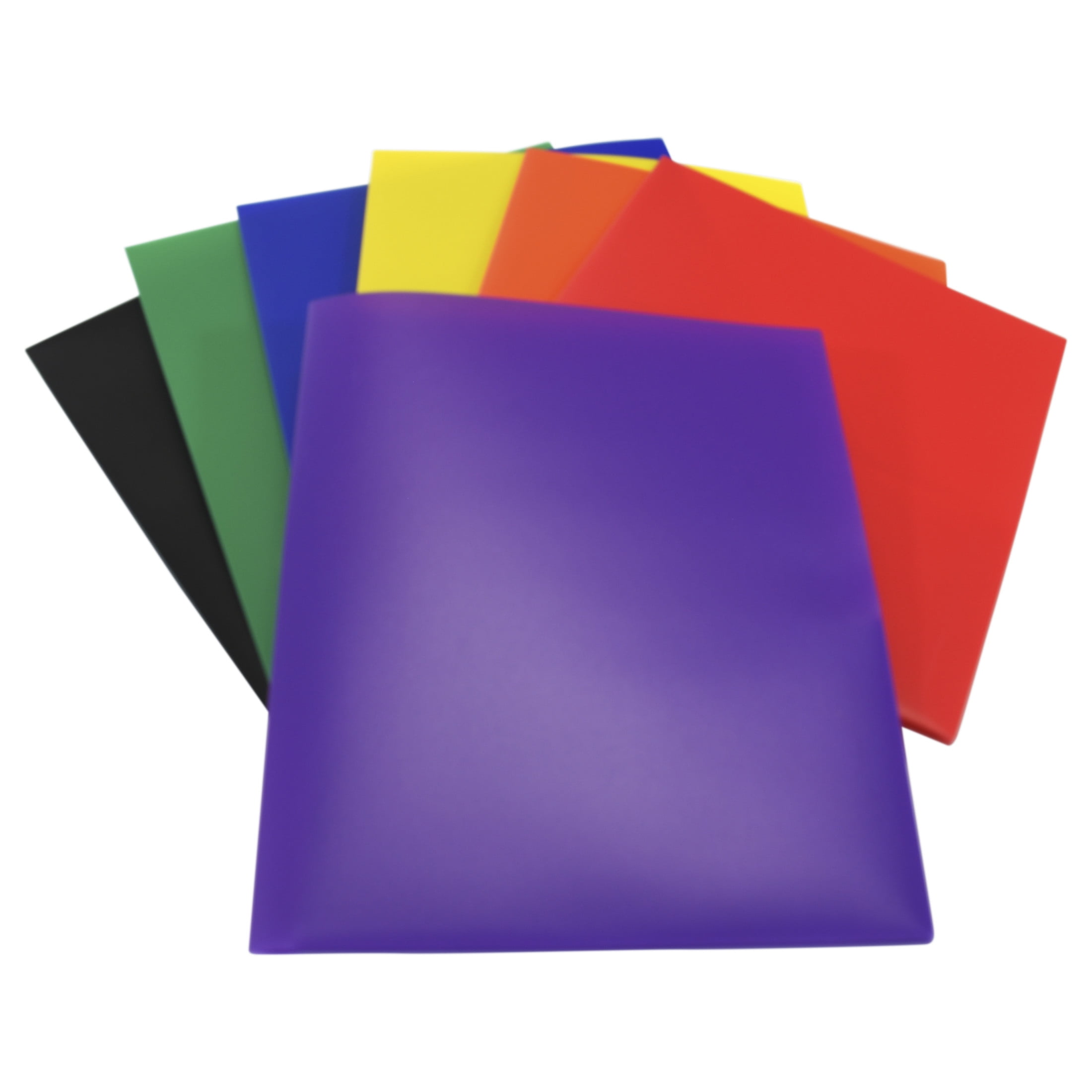 2-Pocket Poly Folders, Assorted Colors, Pack of 36