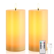 IMAGE 4"x8" Ivory White Outdoor Waterproof Flameless Candles with Timer & Remote Control (2 Pack)