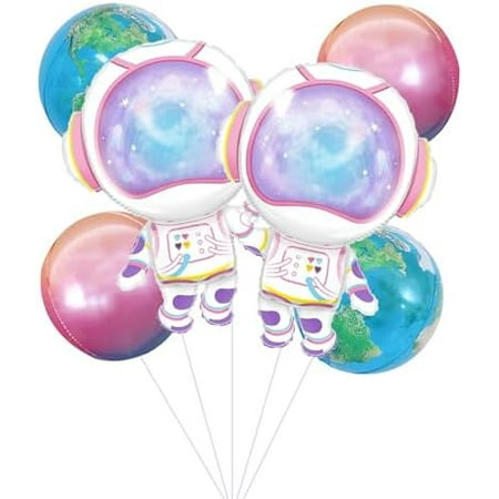 Pink Purple Astronaut Earth Foil Balloons Outer Space Planet Universe Galaxy Travel Two the Moon Themed Balloons Party Decor Baby Shower Birthday Party Decorations for Girls$$Electronics Accessories
